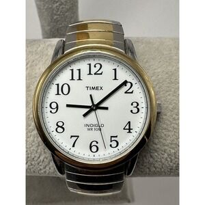 Timex Men Watch New Battery 35MM 6.75" Stretch Band Indiglo 2002 Easy Reader N32